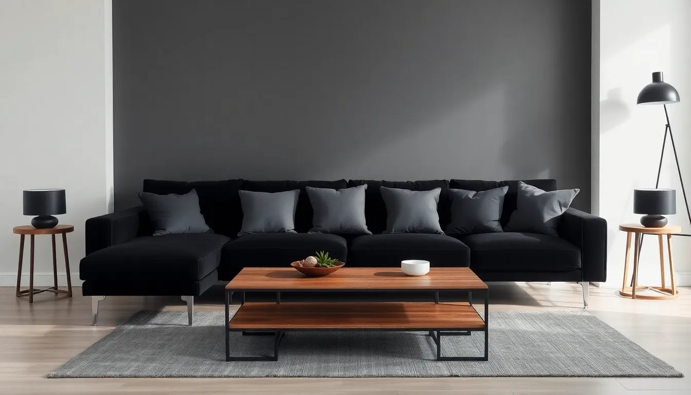 25 Stunning Ideas for Decorating Your Living Room with a Black Sofa 4 25 Stunning Ideas for Decorating Your Living Room with a Black Sofa 3