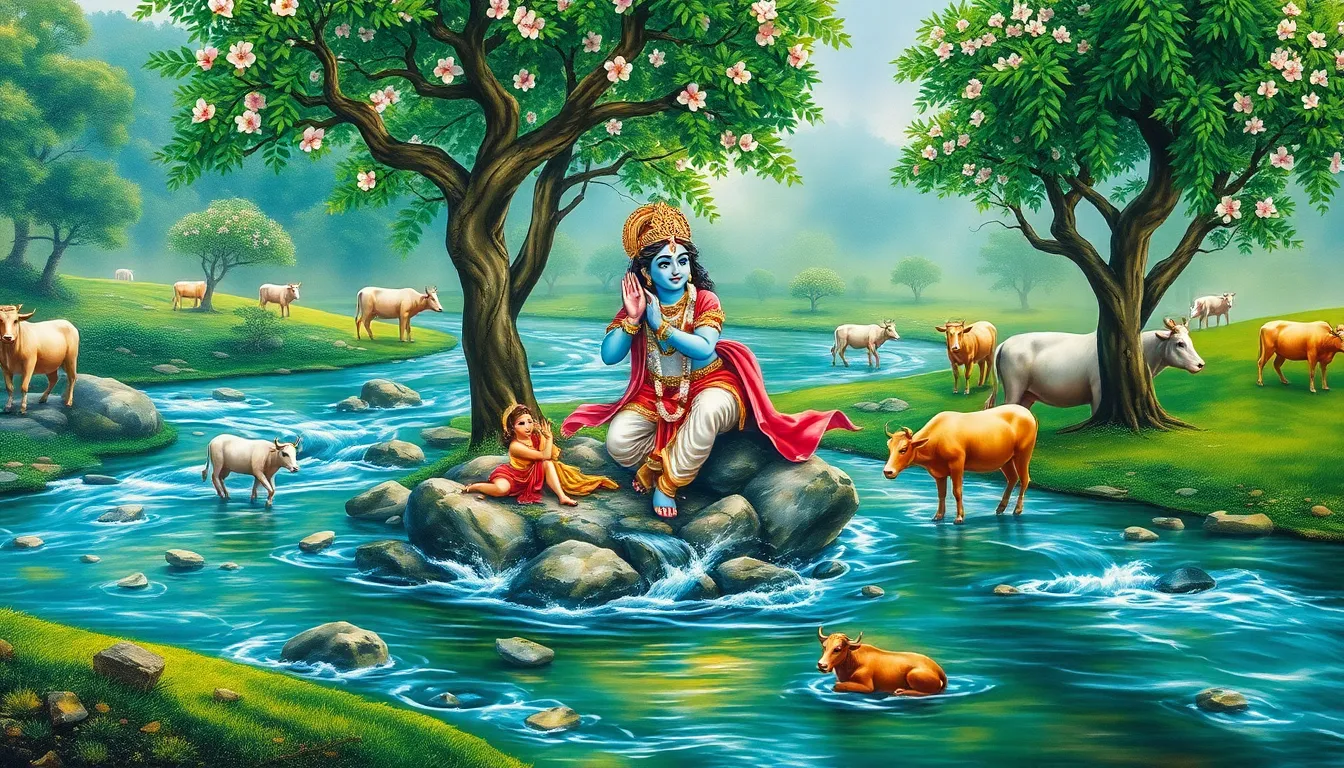 25 Divine Krishna Wall Painting Ideas to Transform Your Living Room into Sacred Space 4 25 Divine Krishna Wall Painting Ideas to Transform Your Living Room into Sacred Space 3