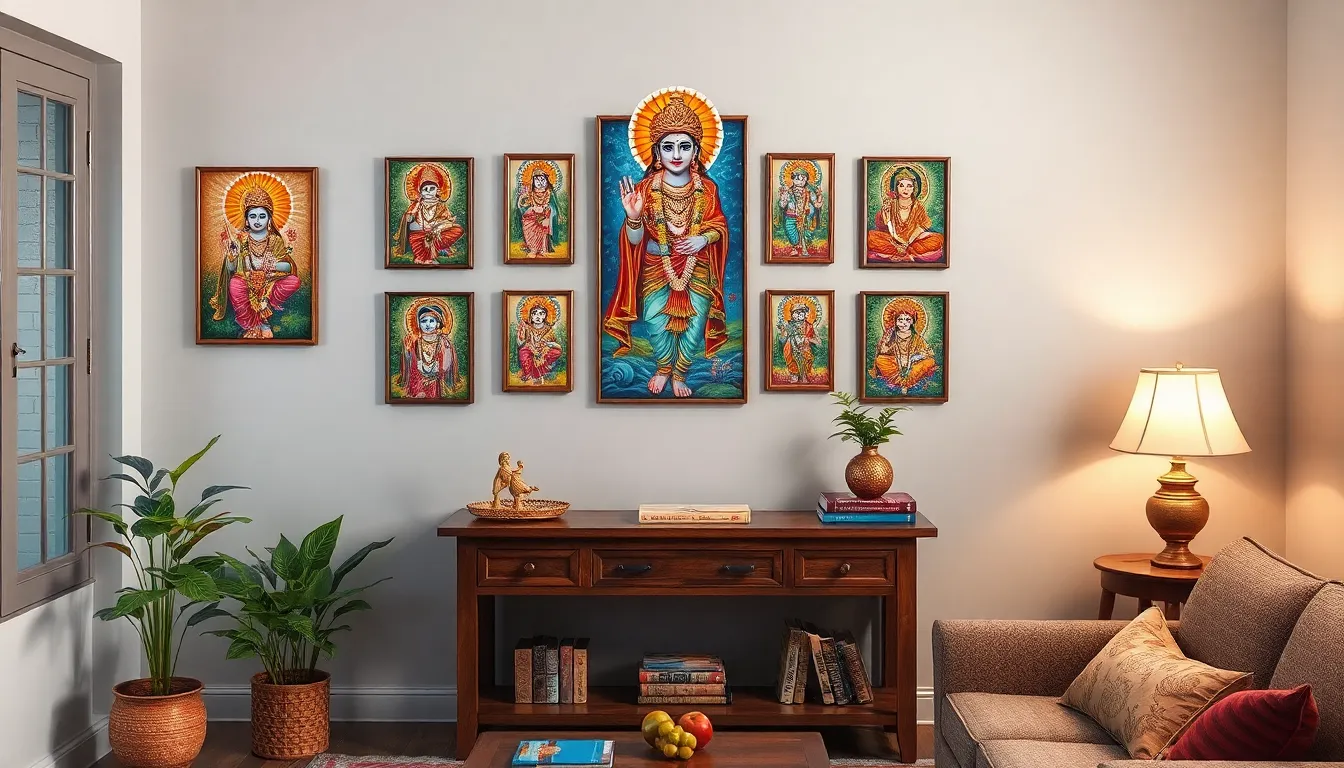 25 Divine Krishna Wall Painting Ideas to Transform Your Living Room into Sacred Space 6 25 Divine Krishna Wall Painting Ideas to Transform Your Living Room into Sacred Space 5
