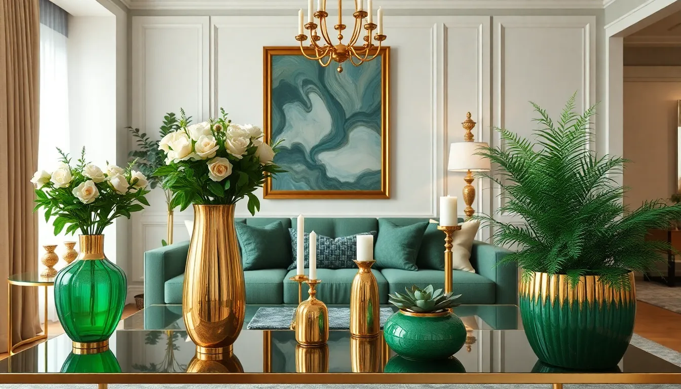 27 Stunning Emerald Green and Gold Living Room Ideas That Scream Luxury 8 27 Stunning Emerald Green and Gold Living Room Ideas That Scream Luxury 7