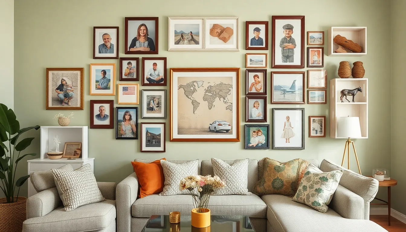 15 Stunning Gallery Wall Ideas for Living Room That Transform Any Space 8 15 Stunning Gallery Wall Ideas for Living Room That Transform Any Space 7