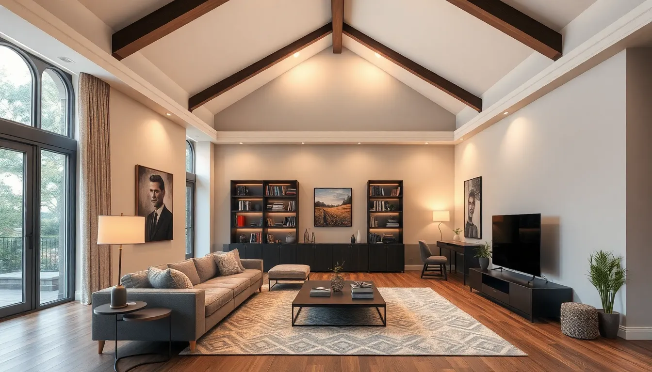 15 Stunning Half Vaulted Ceiling Living Room Ideas That Maximize Space & Style 8 15 Stunning Half Vaulted Ceiling Living Room Ideas That Maximize Space & Style 7