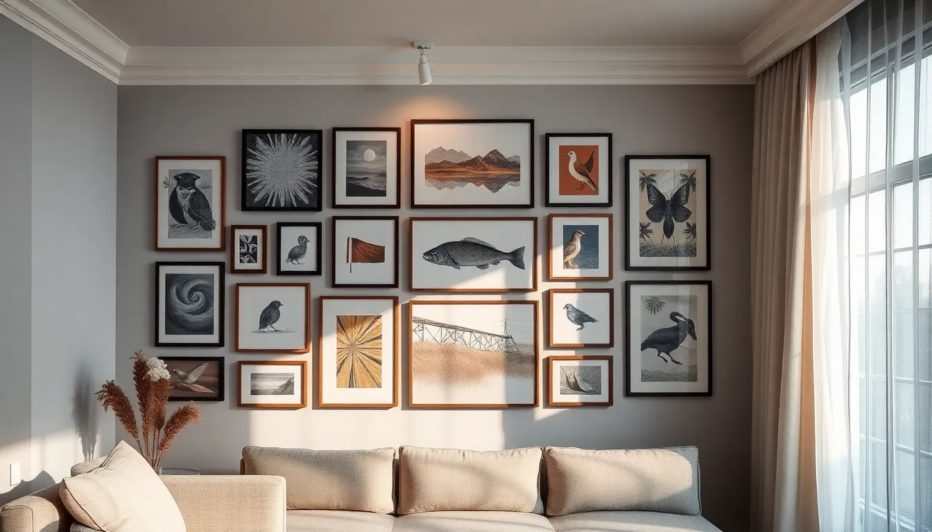 15 Stunning Gallery Wall Ideas for Living Room That Transform Any Space 10 15 Stunning Gallery Wall Ideas for Living Room That Transform Any Space 9