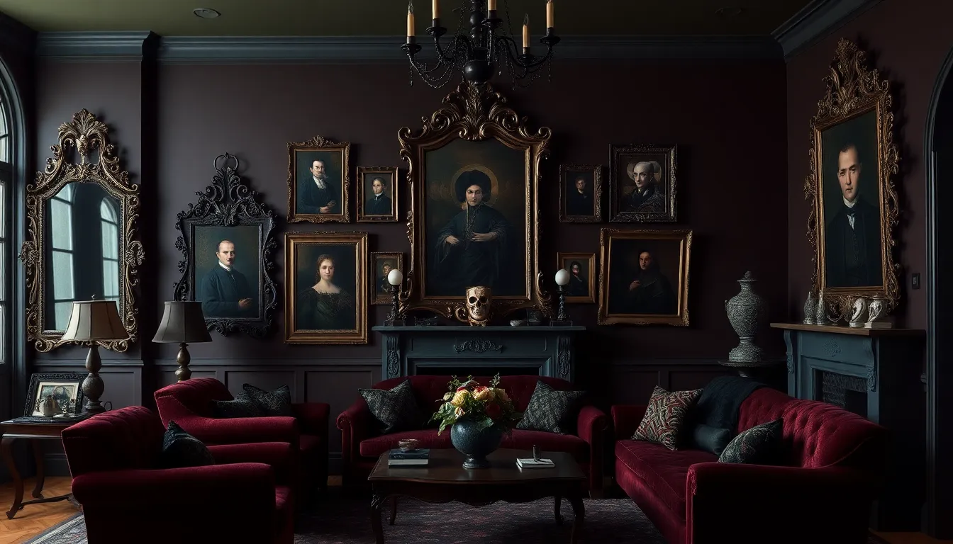 13 Gothic Living Room Ideas That Create Dark, Luxurious Elegance 10 13 Gothic Living Room Ideas That Create Dark, Luxurious Elegance 9
