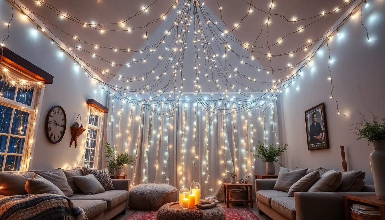 25 Magical Fairy Light Ideas for Living Room That'll Transform Your Space 10 25 Magical Fairy Light Ideas for Living Room That'll Transform Your Space 9