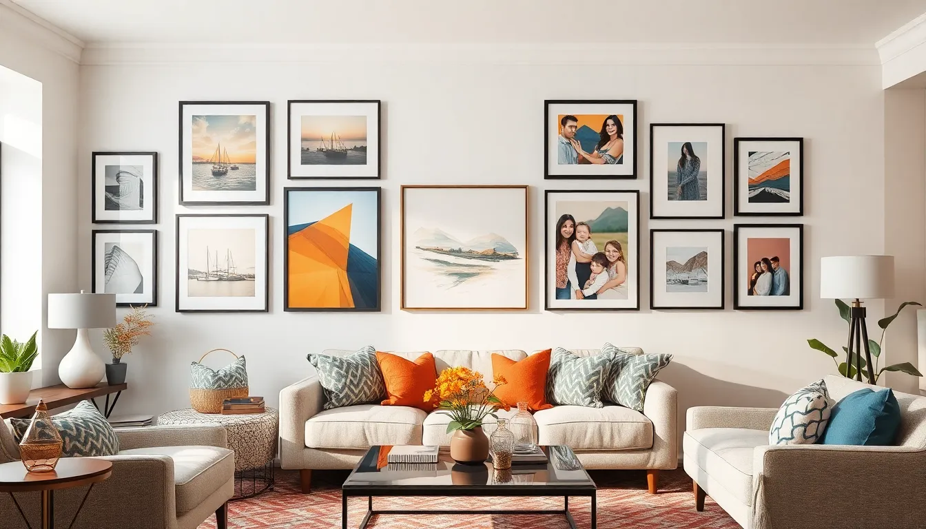 15 Stunning Gallery Wall Ideas for Living Room That Transform Any Space 12 15 Stunning Gallery Wall Ideas for Living Room That Transform Any Space 11