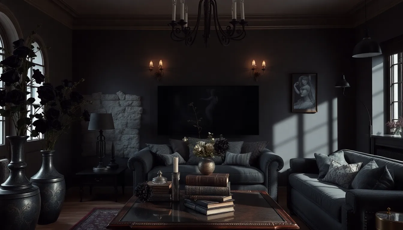 13 Gothic Living Room Ideas That Create Dark, Luxurious Elegance 12 13 Gothic Living Room Ideas That Create Dark, Luxurious Elegance 11