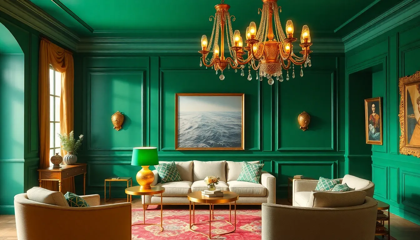 27 Stunning Emerald Green and Gold Living Room Ideas That Scream Luxury 14 27 Stunning Emerald Green and Gold Living Room Ideas That Scream Luxury 13