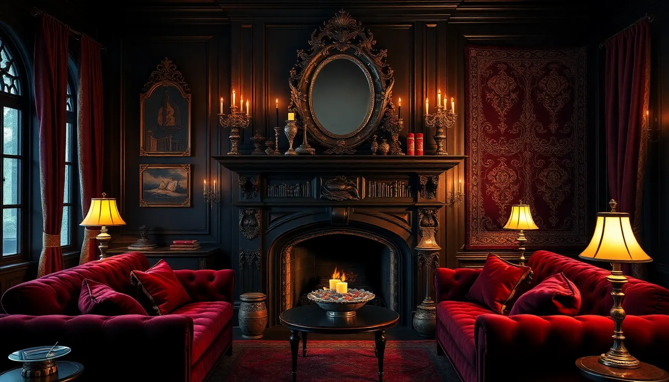 13 Gothic Living Room Ideas That Create Dark, Luxurious Elegance 14 13 Gothic Living Room Ideas That Create Dark, Luxurious Elegance 13