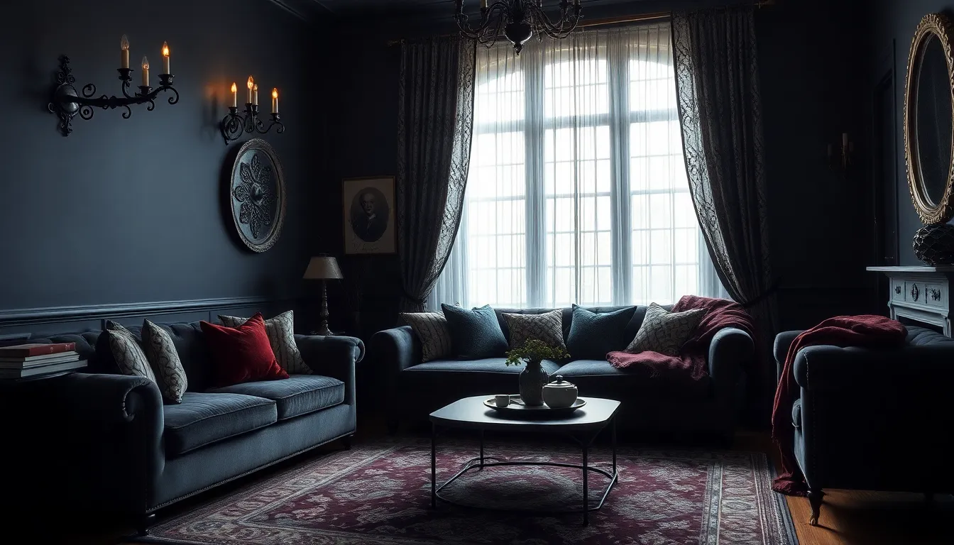 13 Gothic Living Room Ideas That Create Dark, Luxurious Elegance 16 13 Gothic Living Room Ideas That Create Dark, Luxurious Elegance 15