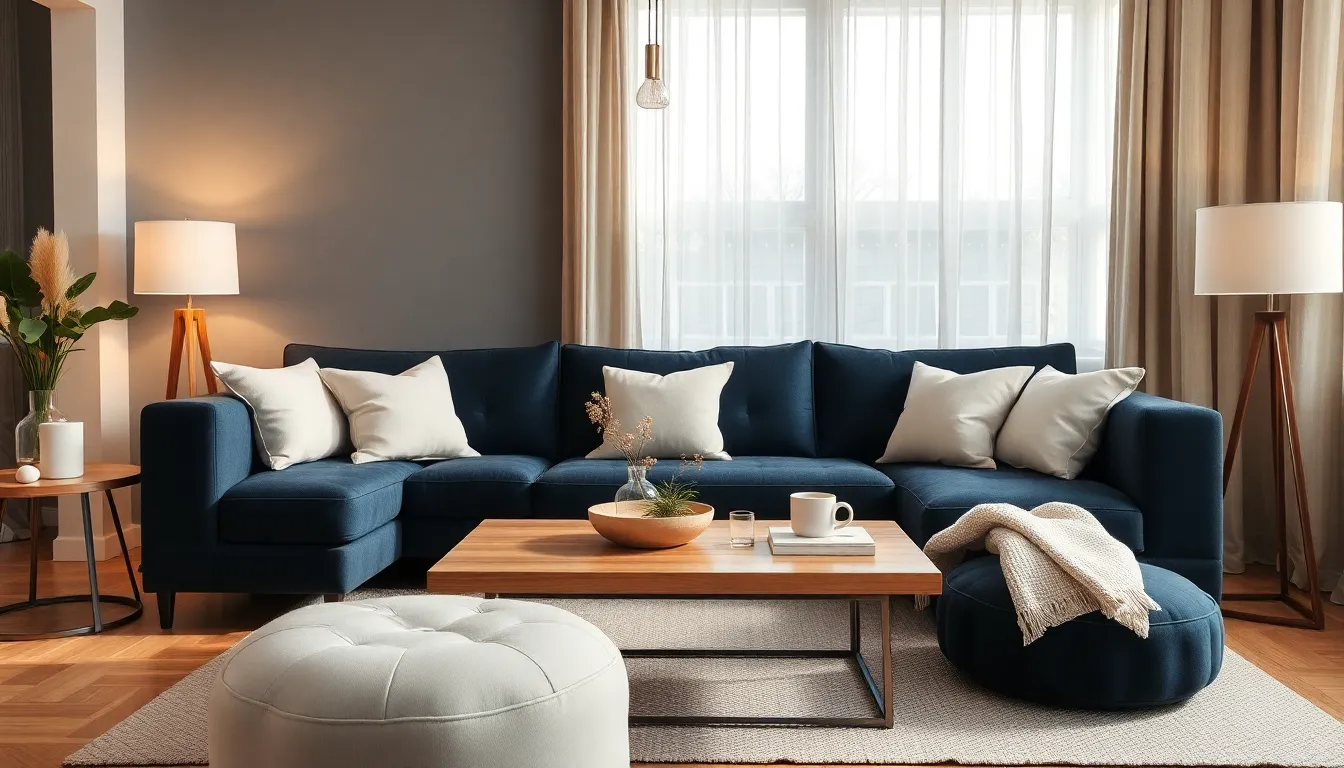 25 Stunning Dark Blue Sofa Living Room Ideas That Transform Any Space 17