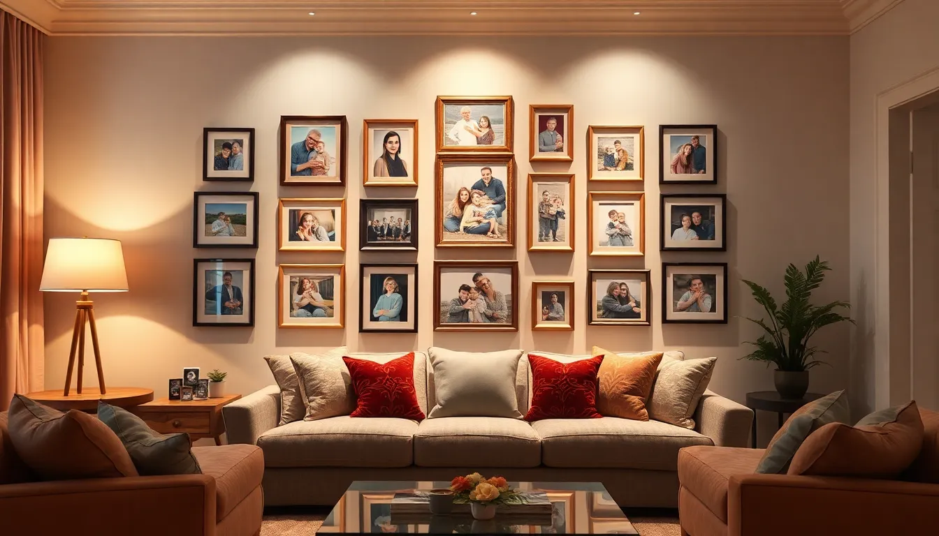 27 Family Picture Wall Ideas for Living Room That Transform Your Space 18 27 Family Picture Wall Ideas for Living Room That Transform Your Space 17
