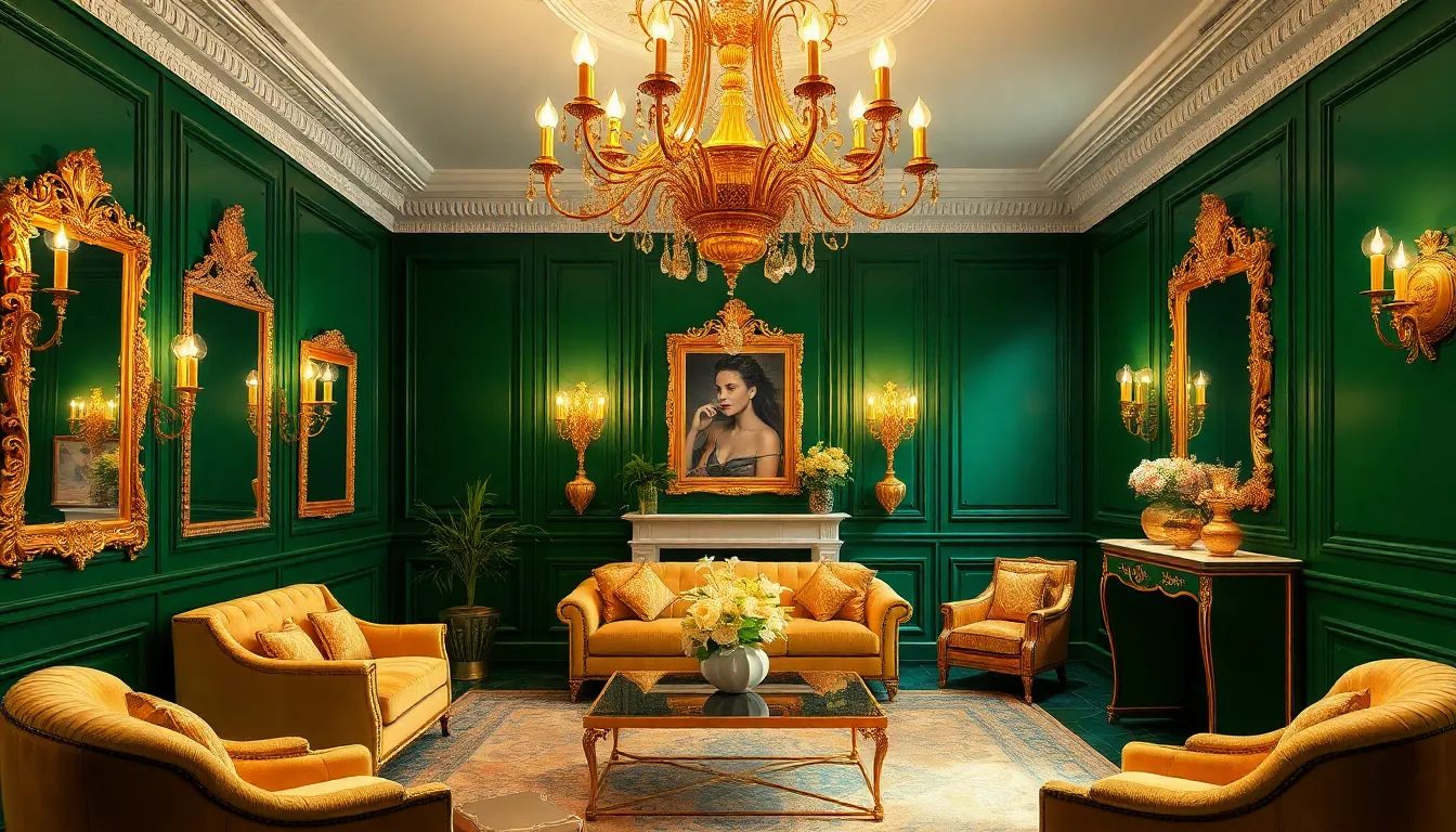 27 Stunning Emerald Green and Gold Living Room Ideas That Scream Luxury 2 27 Stunning Emerald Green and Gold Living Room Ideas That Scream Luxury 1