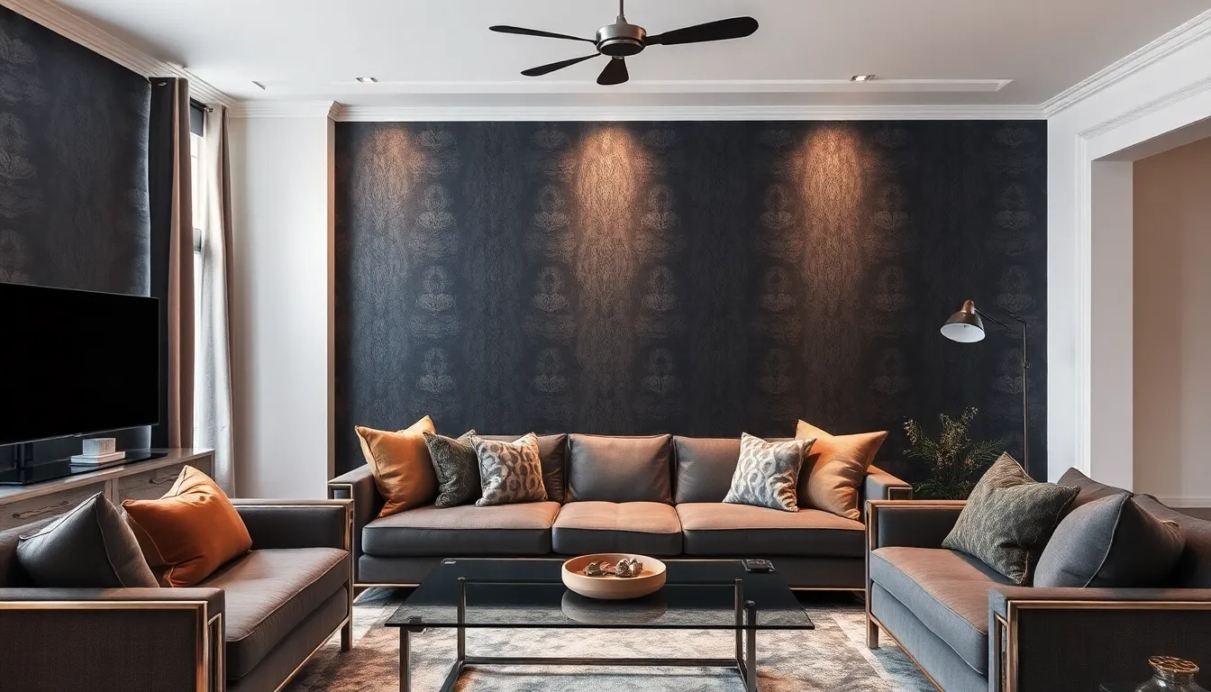 25 Stunning Grey Wallpaper Ideas for Living Room Feature Walls That'll Transform Your Space 2 25 Stunning Grey Wallpaper Ideas for Living Room Feature Walls That'll Transform Your Space 1