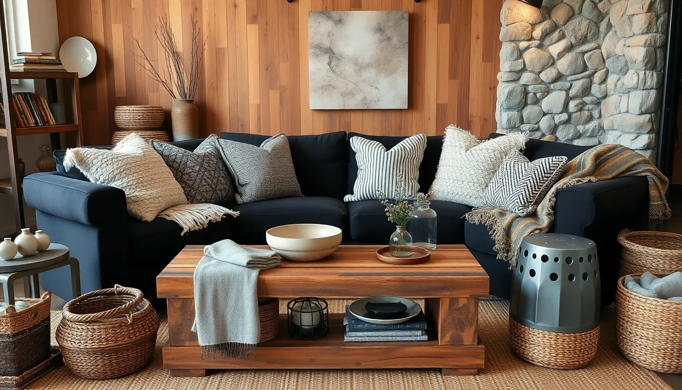 25 Stunning Ideas for Decorating Your Living Room with a Black Sofa 2 25 Stunning Ideas for Decorating Your Living Room with a Black Sofa 1