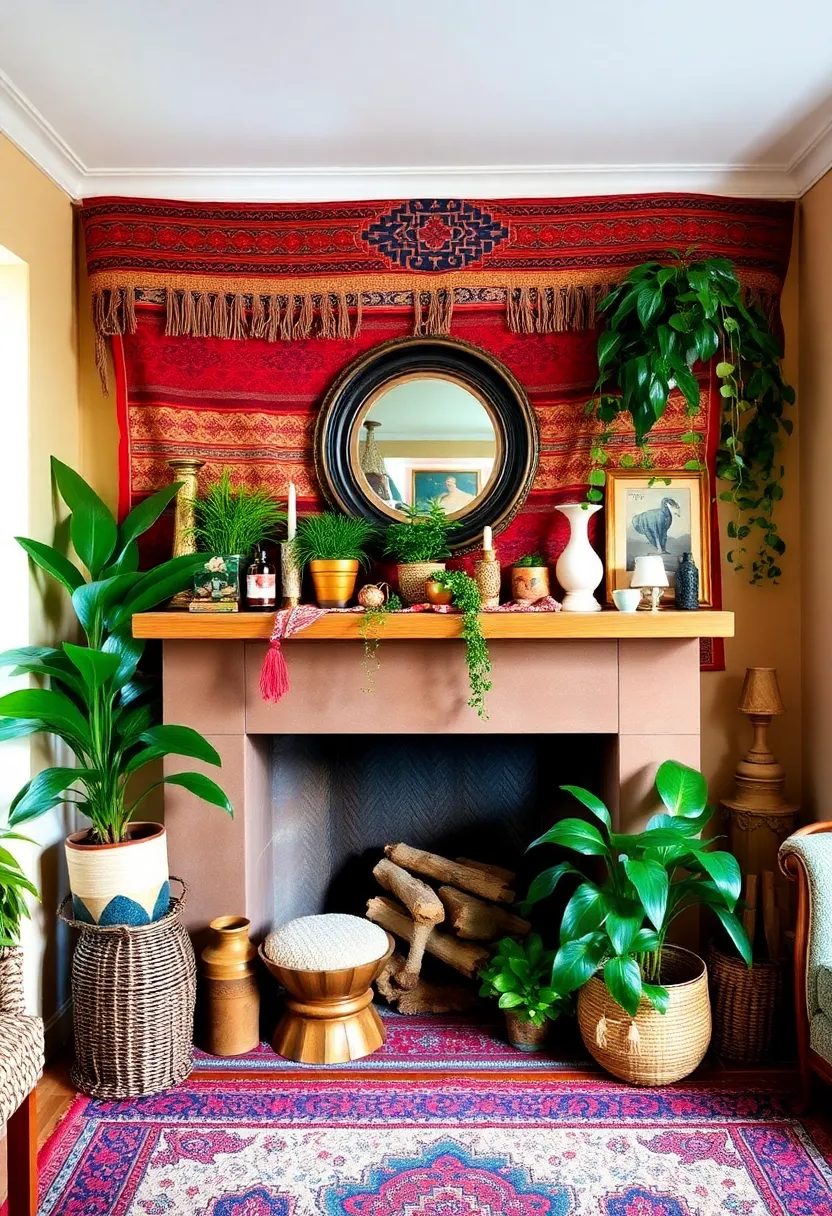 25+ Creative Ideas for Chimney Breast Living Room Design - 19. Embrace a Bohemian Style
