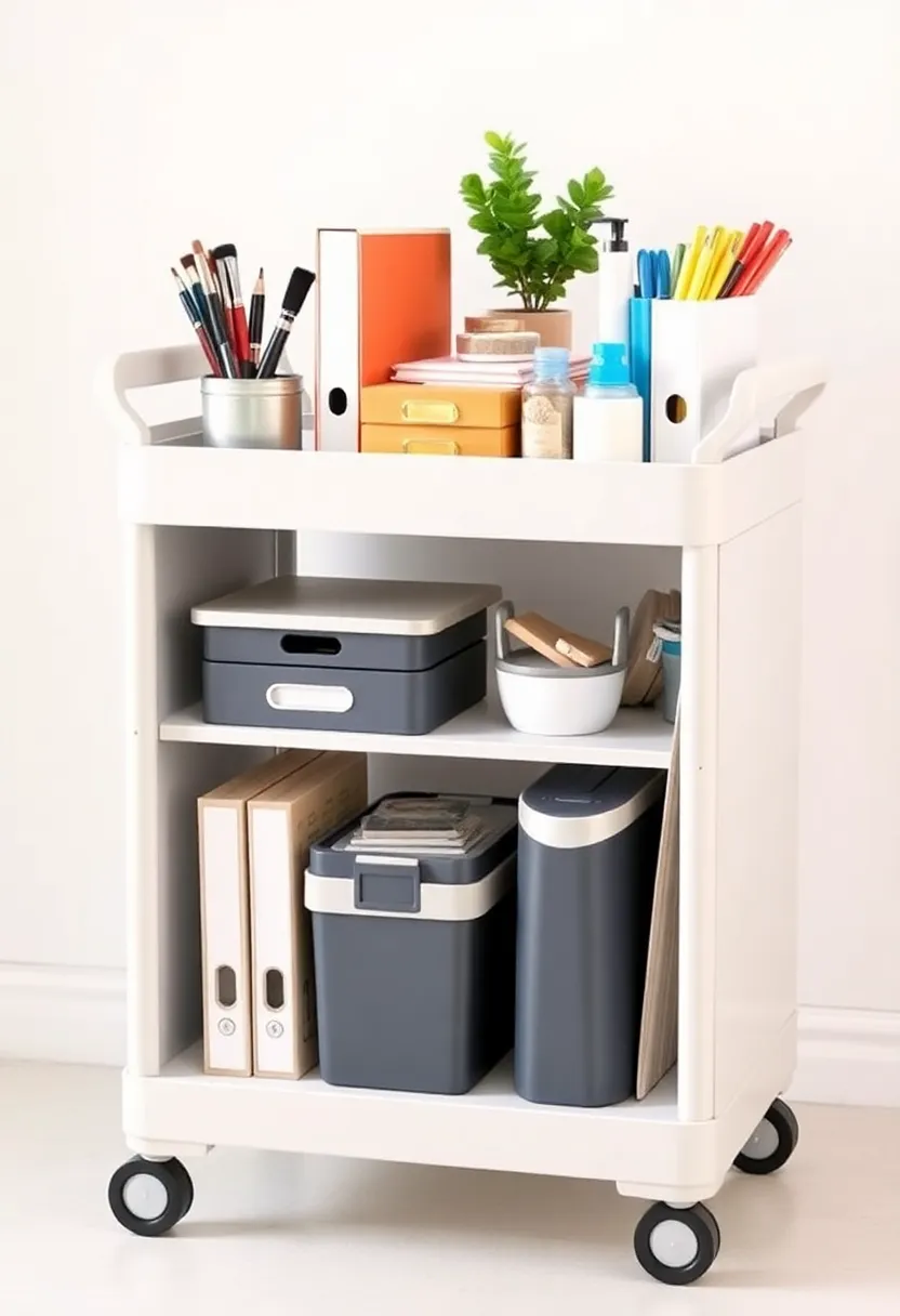 25+ Desk Organization Ideas to Boost Focus and Productivity - 22. Office Supply Cart