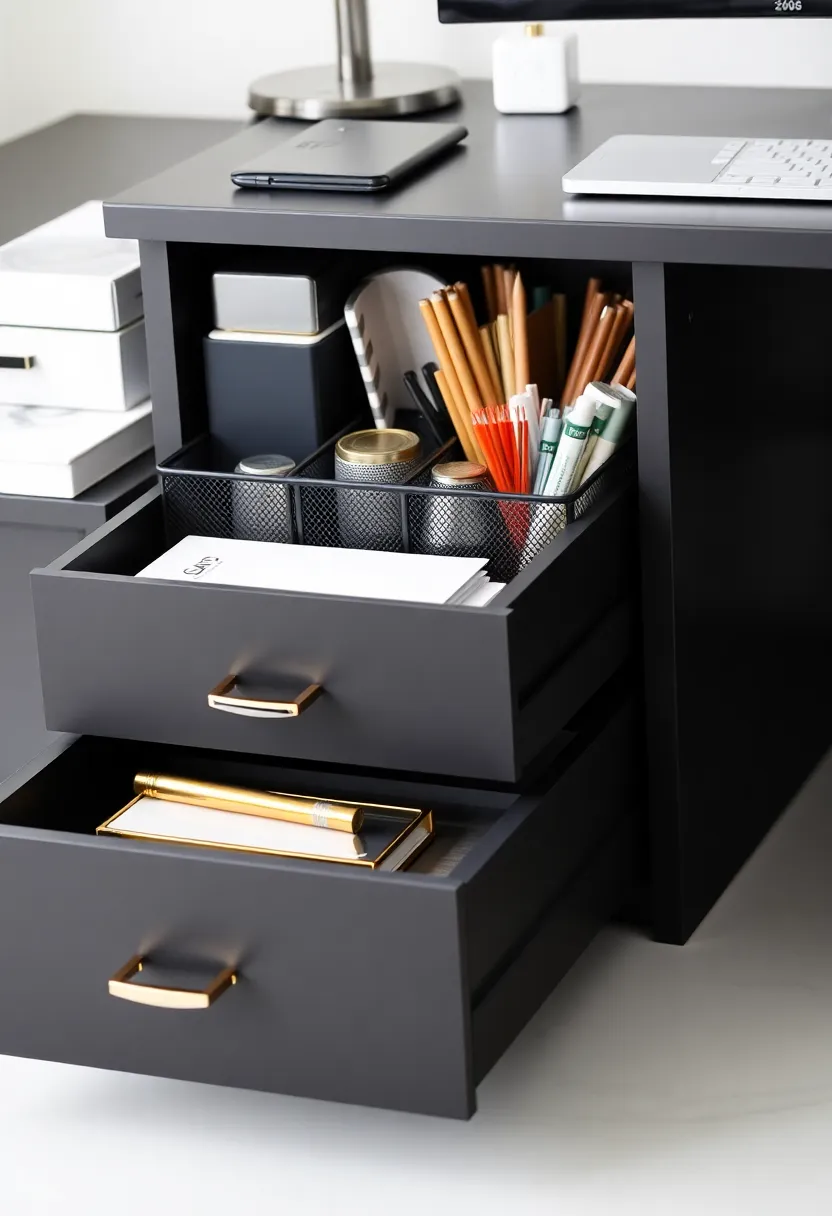 25+ Desk Organization Ideas to Boost Focus and Productivity - 4. Desk Organizers with Drawers
