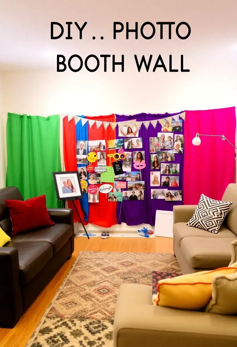25+ Family Picture Wall Ideas for Living Room Memories - 17. DIY Photo Booth Wall