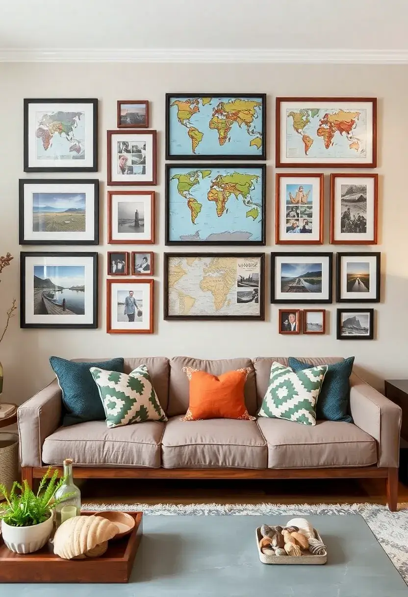 25+ Family Picture Wall Ideas for Living Room Memories - 4. Themed Photo Wall