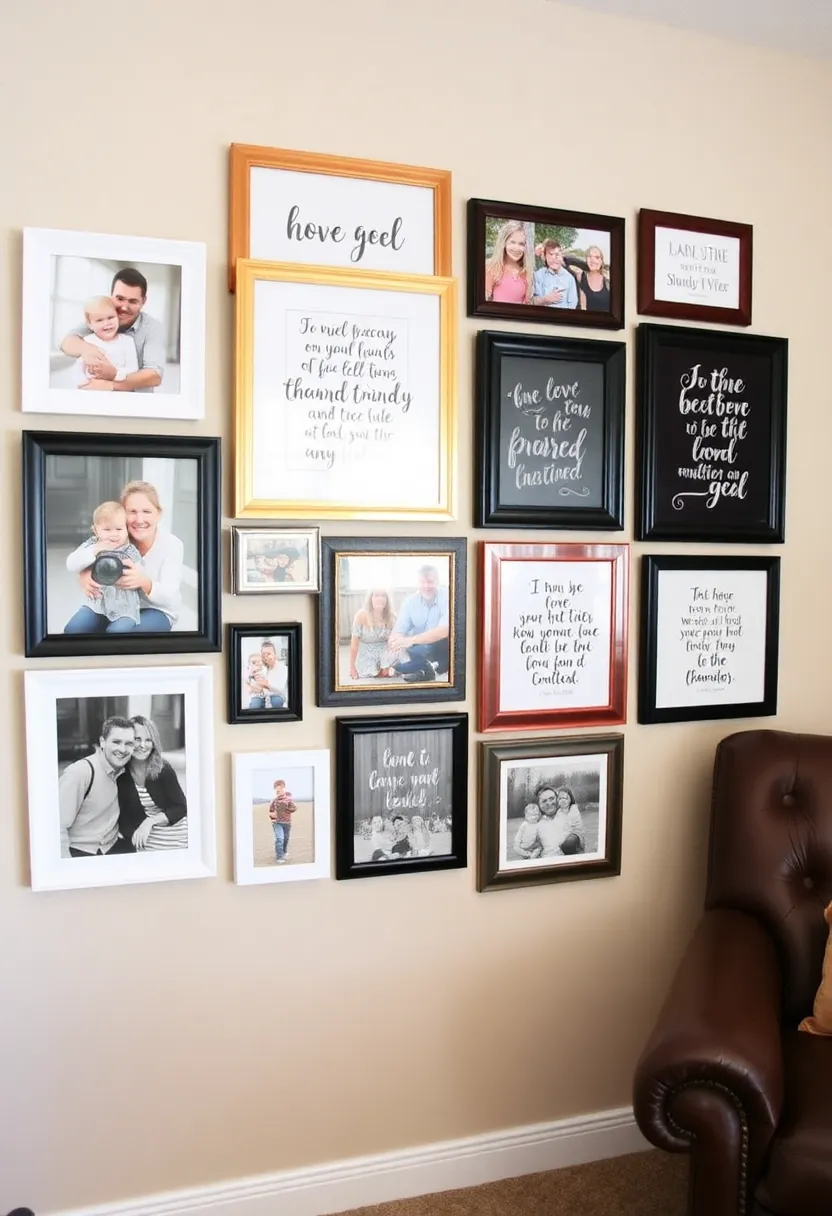 25+ Family Picture Wall Ideas for Living Room Memories - 7. Framed Memory Quotes