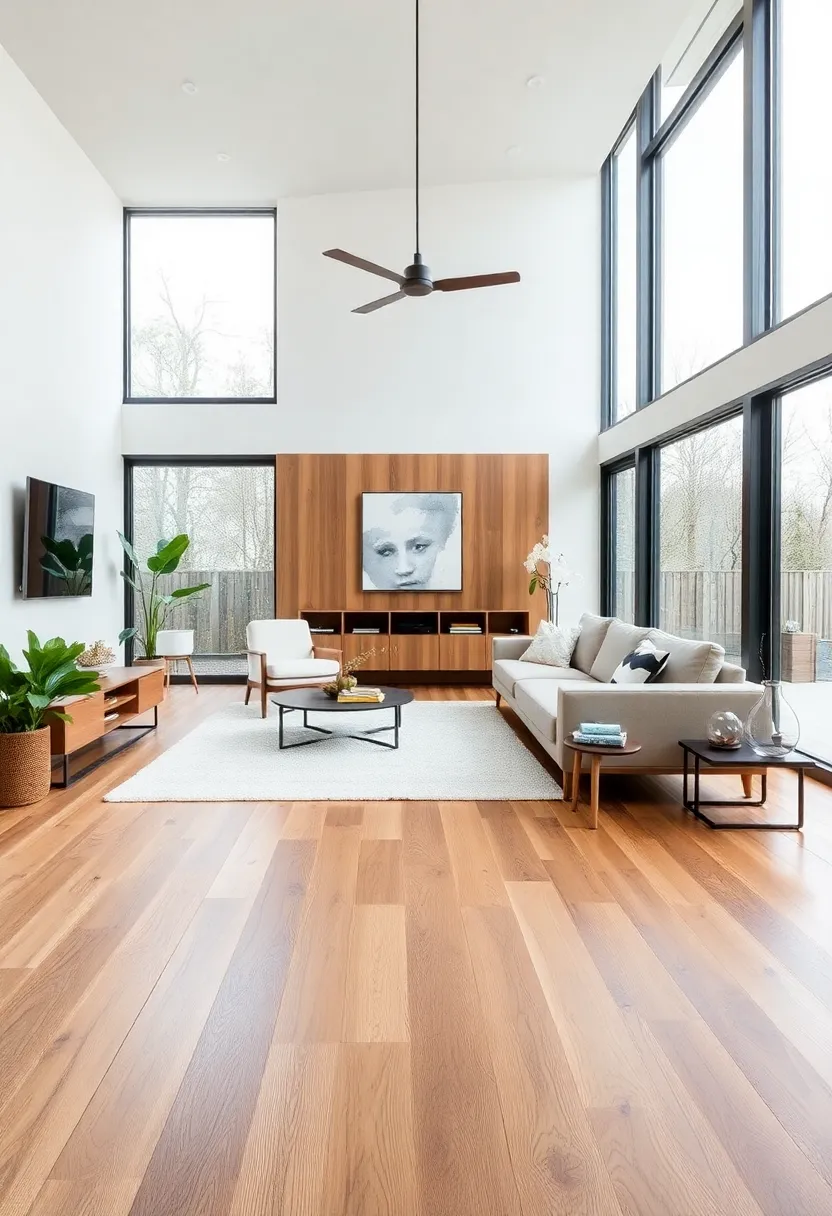 25+ Hardwood Floor Ideas for Living Room Warmth and Elegance - 13. Cross-Laminated Timber for Modern Sustainability