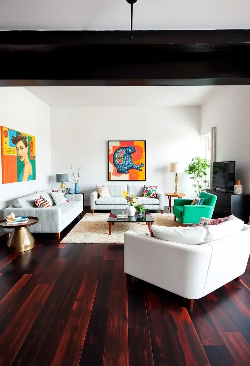 25+ Hardwood Floor Ideas for Living Room Warmth and Elegance - 16. Charred Wood for a Bold Statement