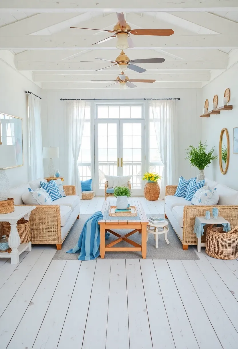 25+ Hardwood Floor Ideas for Living Room Warmth and Elegance - 17. Whitewashed Wood for a Coastal Feel