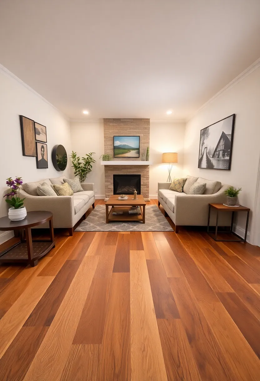 25+ Hardwood Floor Ideas for Living Room Warmth and Elegance - 18. Multi-Width Planks for Visual Interest