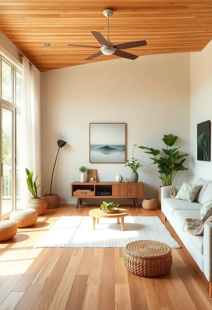 25+ Hardwood Floor Ideas for Living Room Warmth and Elegance - 7. Bamboo Flooring for Eco-Friendly Living