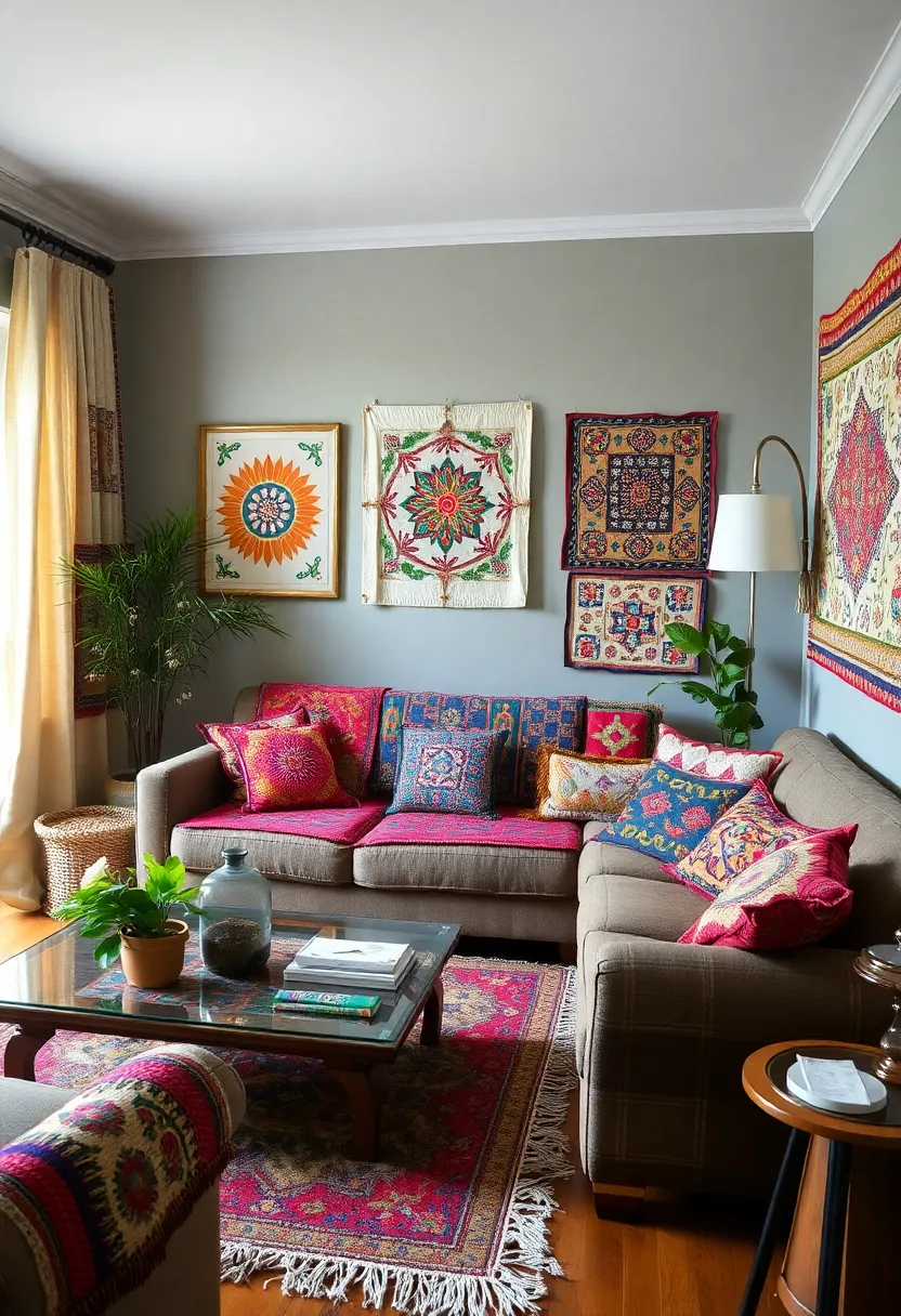 25+ Indian Living Room Ideas Full of Color and Culture - 14. Cultural Textiles as Art