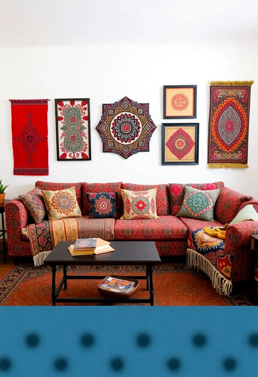 25+ Indian Living Room Ideas Full of Color and Culture - 6. Ethnic Prints and Patterns