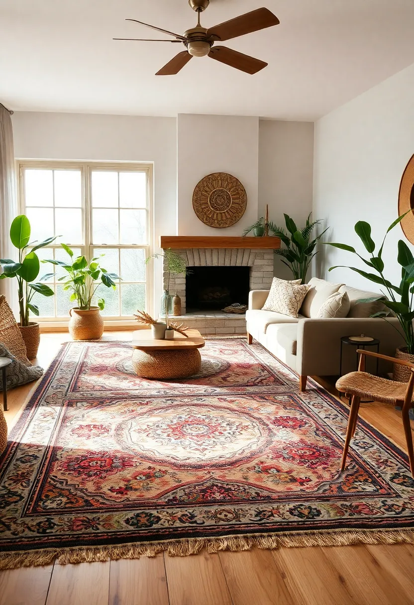 25+ Indian Living Room Ideas Full of Color and Culture - 7. Eco-friendly Rugs and Carpets