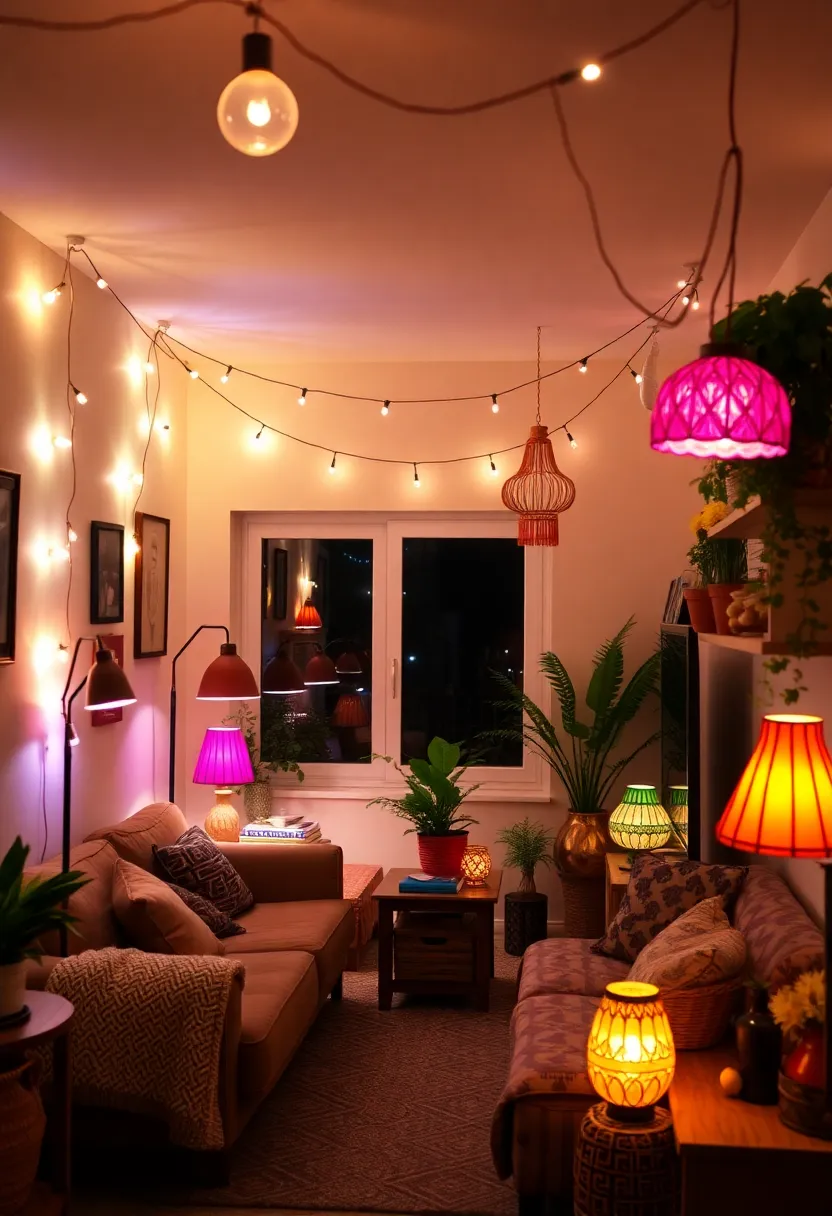 25+ Space-Saving Ideas to Decorate a Small Living Room with Style - 10. Creative Use of Lights
