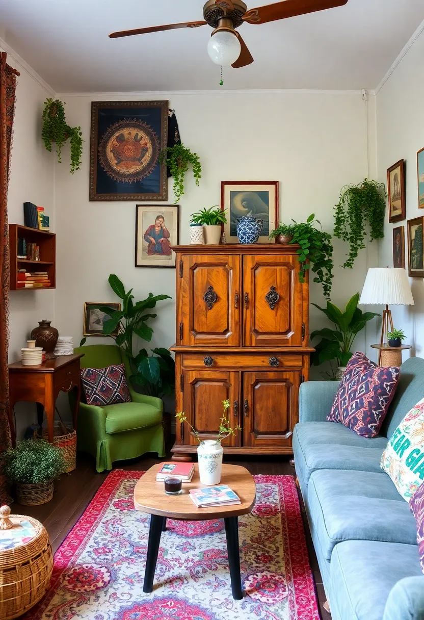 25+ Space-Saving Ideas to Decorate a Small Living Room with Style - 9. Vintage Accents for Character