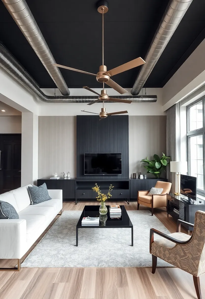 27+ Gorgeous Ceiling Light Ideas for Living Room Ambiance - 12. Minimalist Metal Fixtures