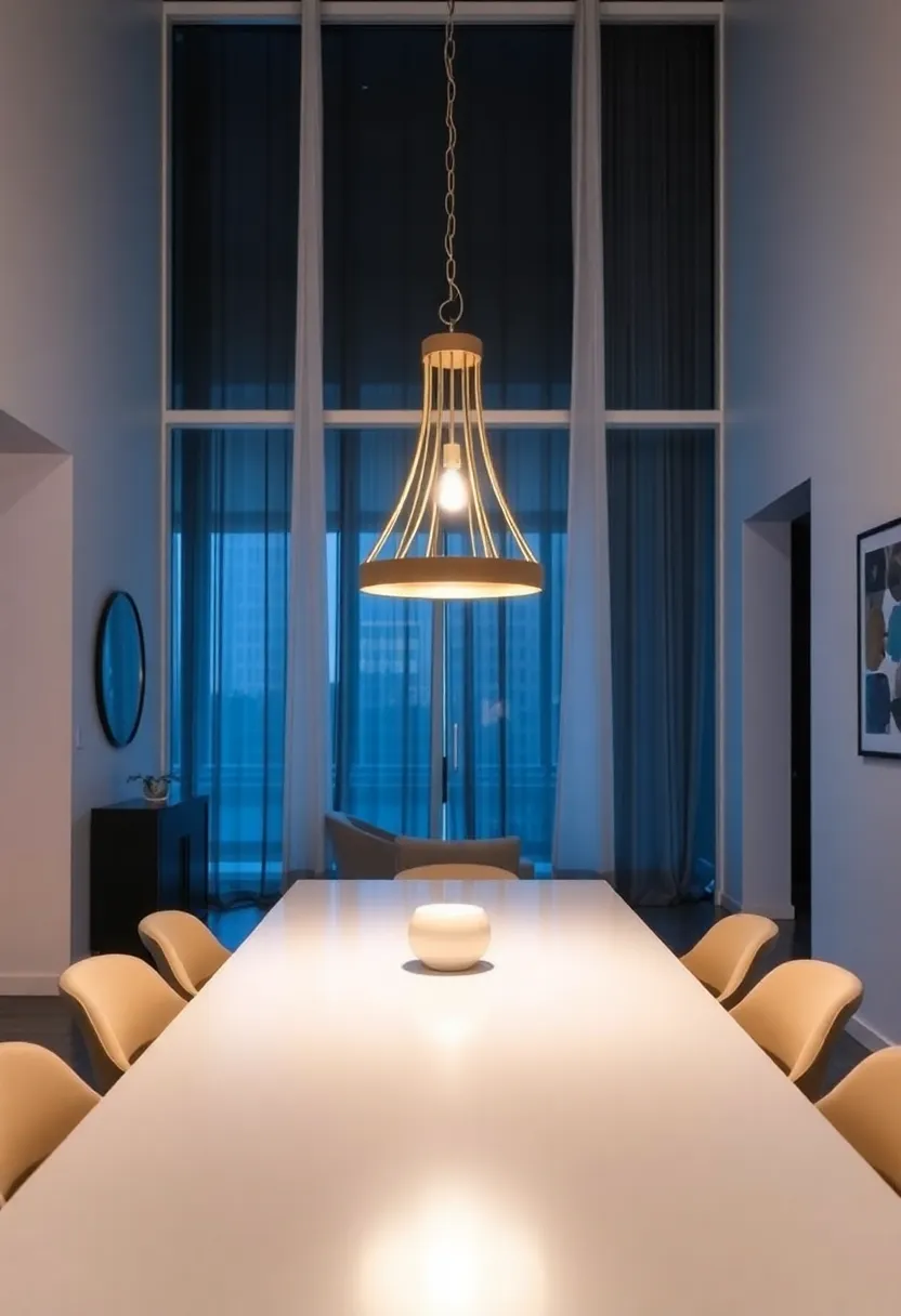 28+ Creative Ideas to Separate Dining Room from Living Room Beautifully - 19. Accent Lighting Above the Dining Table