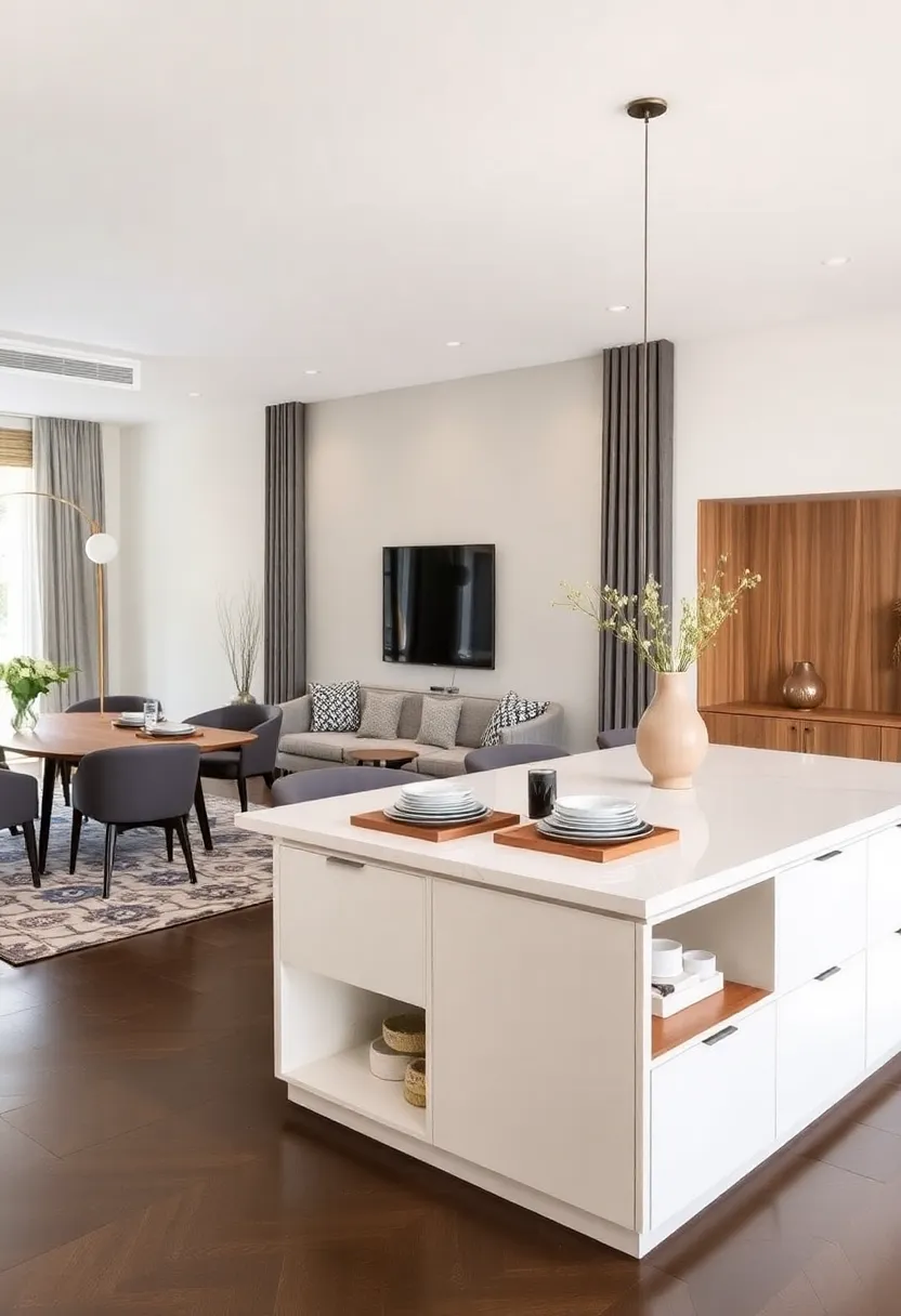 28+ Creative Ideas to Separate Dining Room from Living Room Beautifully - 8. Incorporate a Dining Island