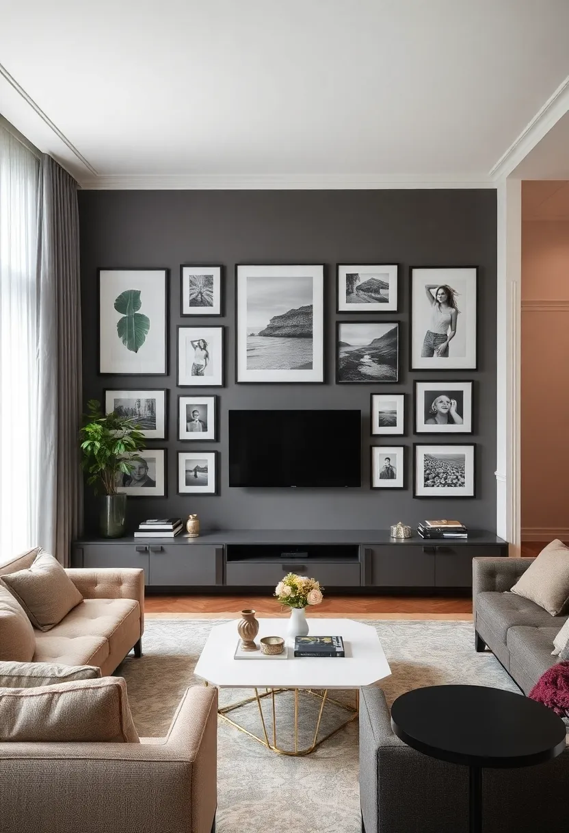 30+ Clever Ideas to Hide Your TV in the Living Room Seamlessly - 19. Artistic Wall Décor