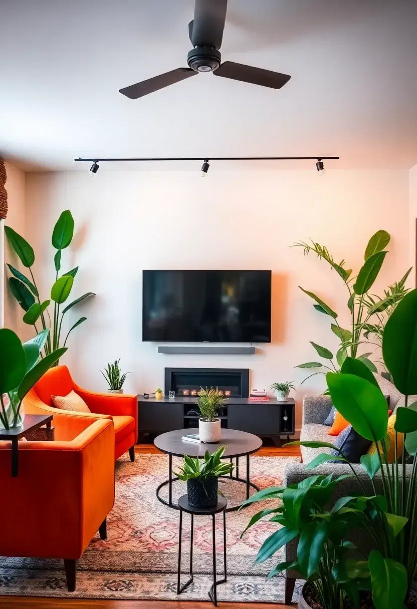 30+ Clever Ideas to Hide Your TV in the Living Room Seamlessly - 21. Statement Plants