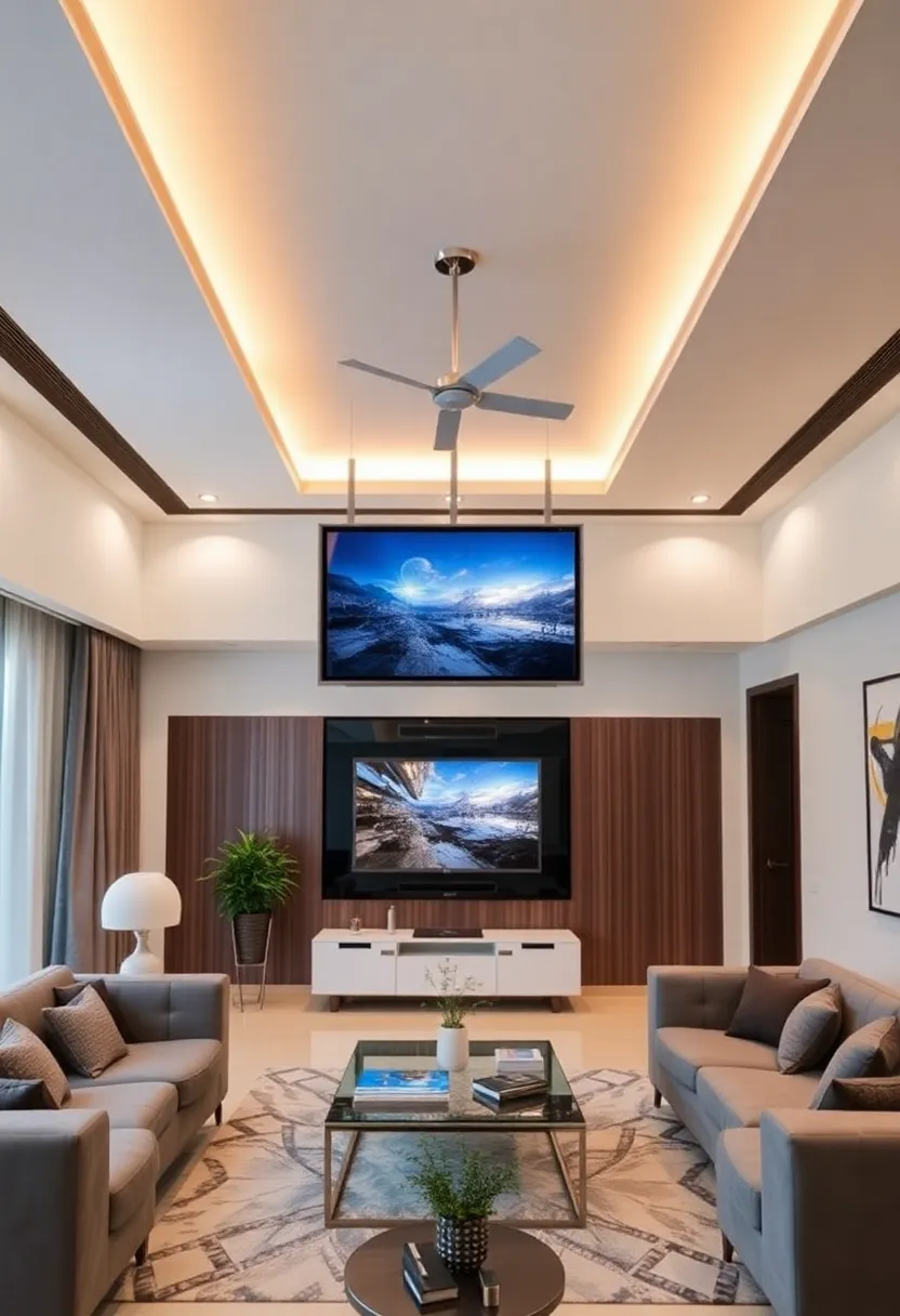 30+ Clever Ideas to Hide Your TV in the Living Room Seamlessly - 29. Ceiling-mounted TVs