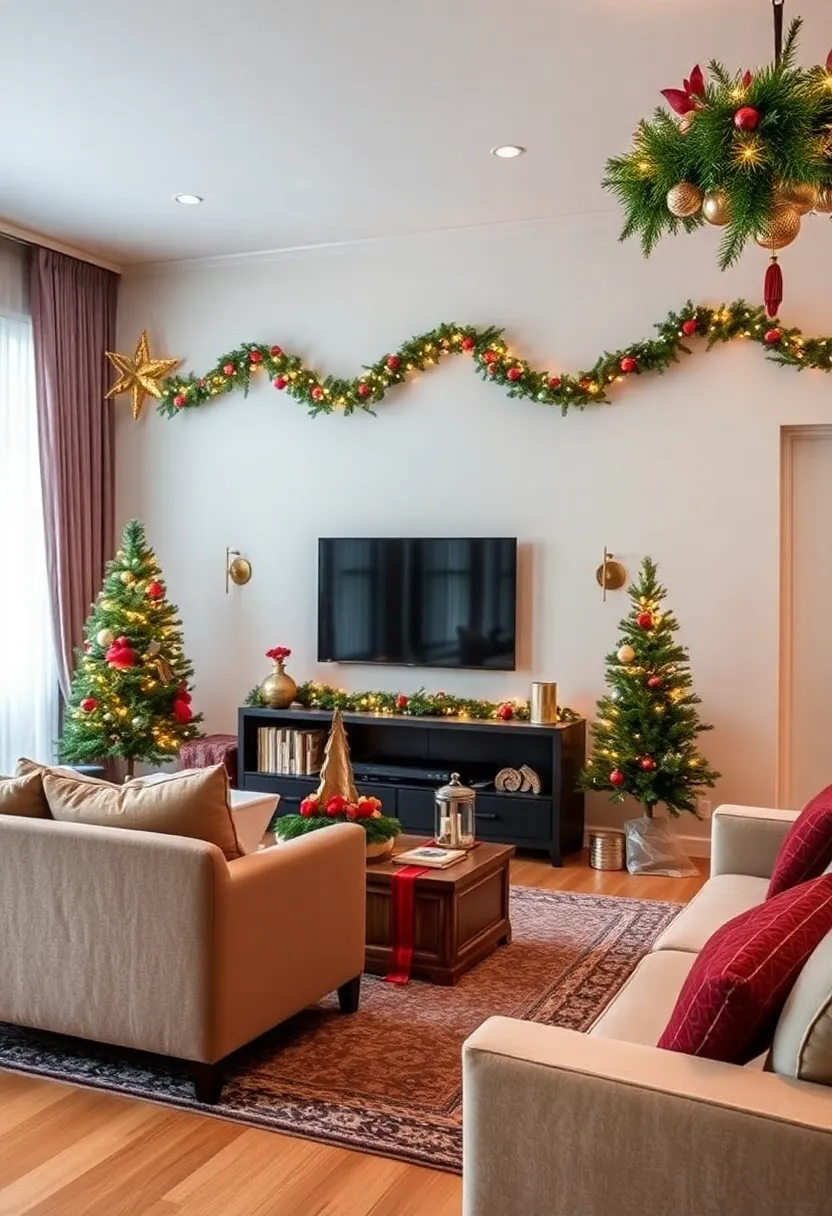 30+ Clever Ideas to Hide Your TV in the Living Room Seamlessly - 30. Seasonal Decor Changes