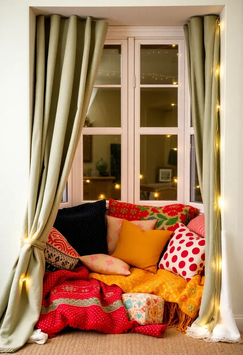 30+ Cozy Bay Window Ideas for Living Room Seating and Style - 11. Cozy Blanket Fort