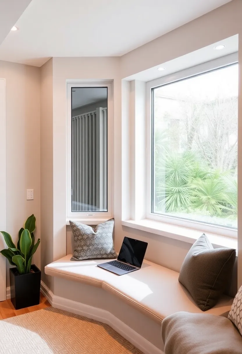 30+ Cozy Bay Window Ideas for Living Room Seating and Style - 27. High-Tech Nook