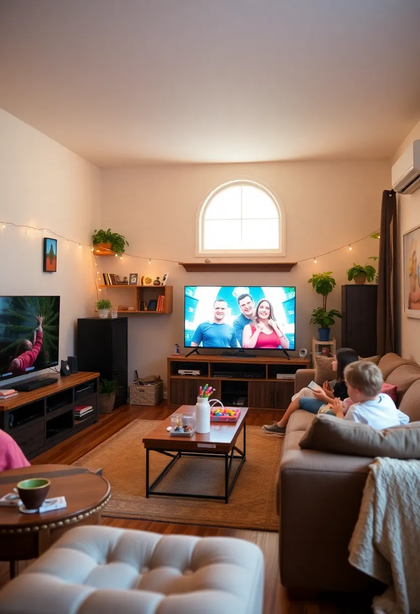 30+ Cozy and Functional Family Living Room Ideas for All Ages - 12. Entertainment Zones for Family Fun