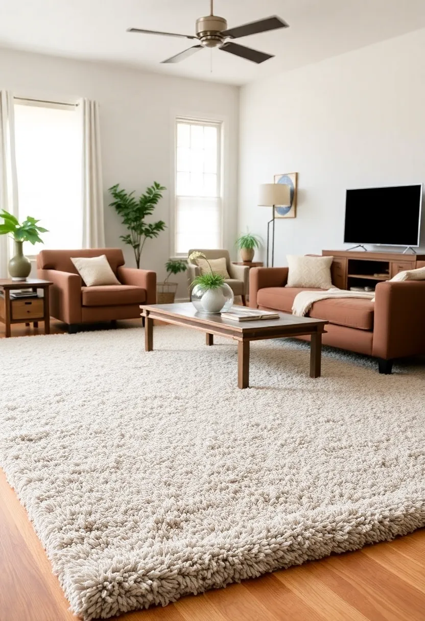 30+ Cozy and Functional Family Living Room Ideas for All Ages - 2. Cozy Rugs for Warmth and Comfort