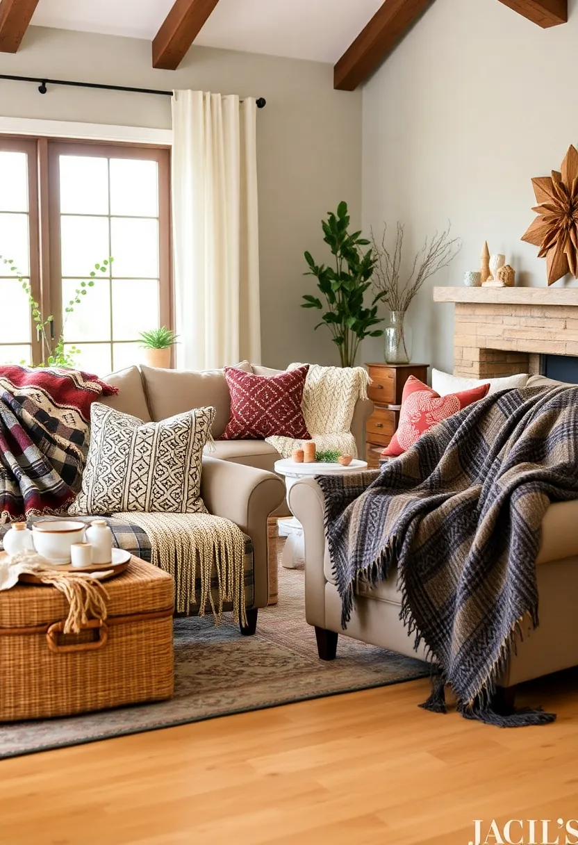 30+ Cozy and Functional Family Living Room Ideas for All Ages - 9. Comfortable Throw Blankets