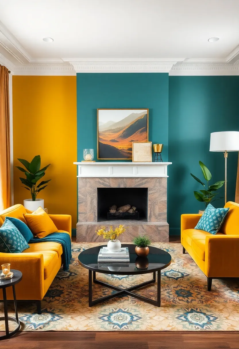 30+ Eclectic Living Room Ideas to Express Your Personality - 18. Unique Color Combinations