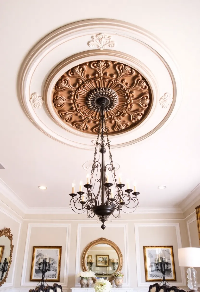 30+ Elegant Wall Trim Ideas to Elevate Your Living Space - 25. Ceiling Medallions