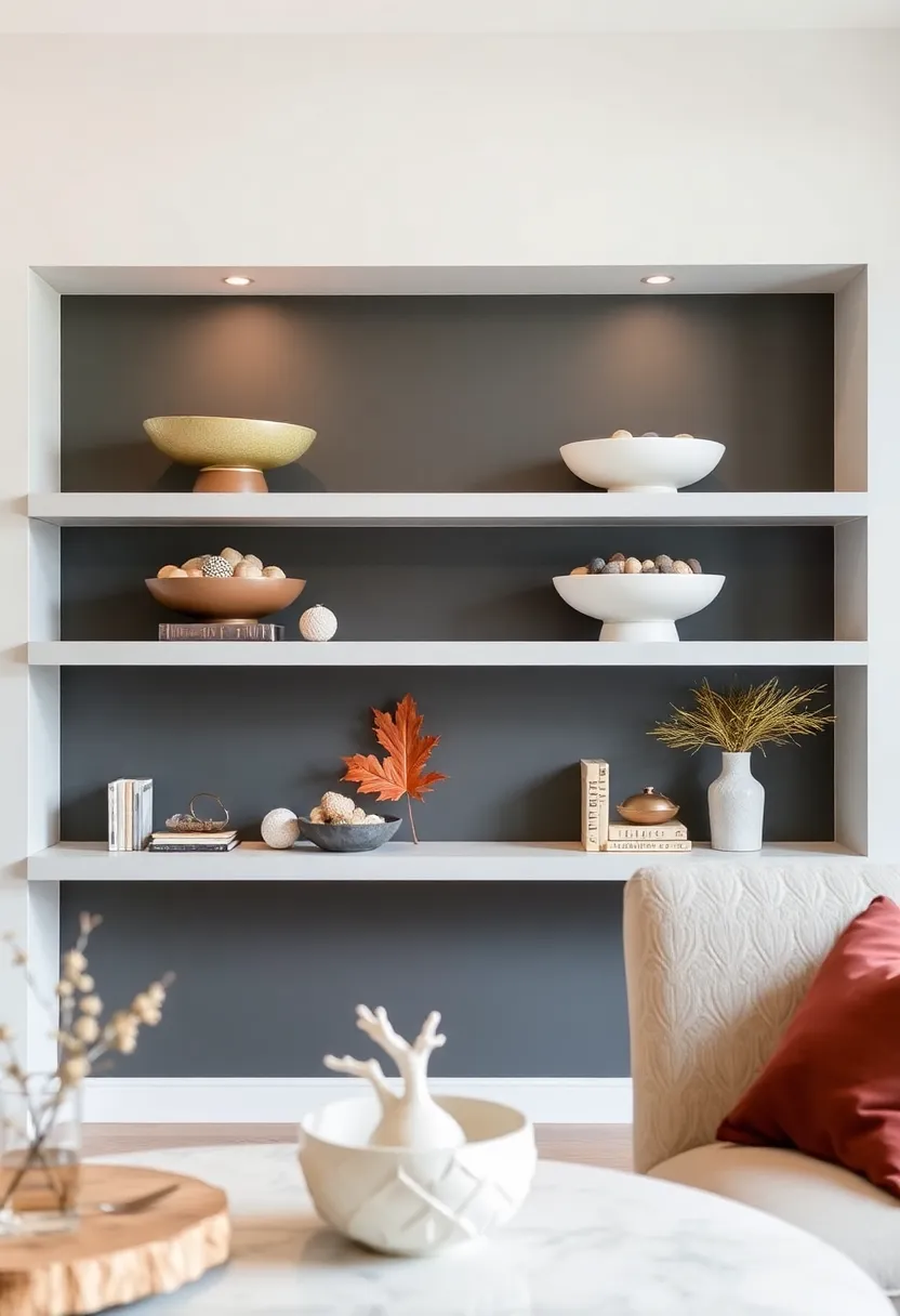 30+ Floating Shelf Ideas for Living Room Décor and Storage - 10. Elegant Floating Bowls